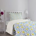 thumbnail image 5 of Ambesonne Cartoon Quilted Bedspread Set 2 Pcs, Watercolor Bubbles Ducks, Twin Size, Yellow Lilac and Blue, 5 of 6
