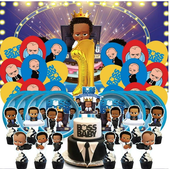 Boss Baby Africa Boy Balloons Party Supplies 1st Decor Tableware Birthday Cake Topper Decorations Banner Backdrop