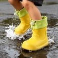 thumbnail image 5 of Otqutp Toddler Boys Girls Rain Boots Kids Color Block Waterproof Rubber Mid Calf Booties Adjustable Drawstring Cuff Non Slip Rain Shoes, 5 of 5