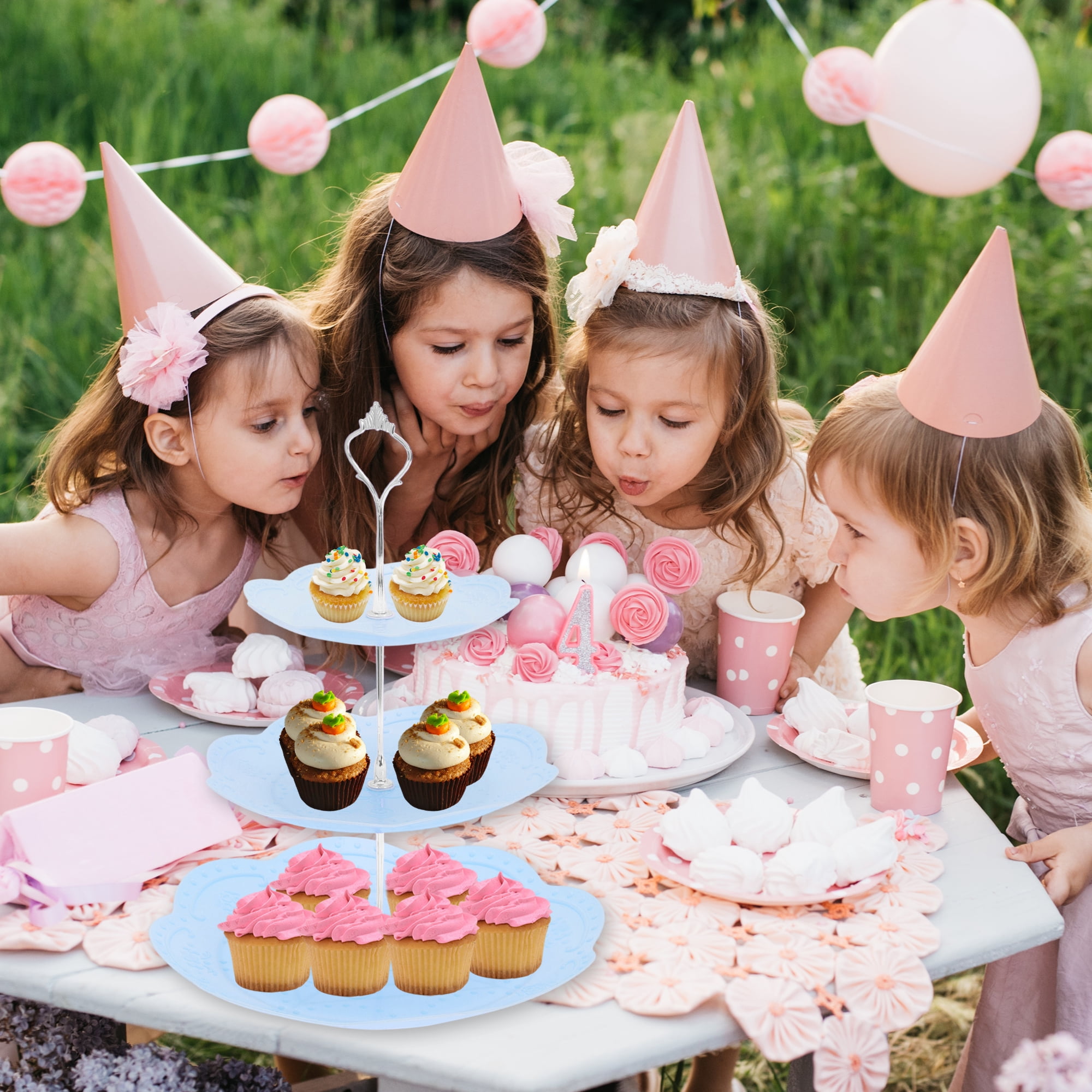 Unique Bargains 3 Tier Dessert Cupcake Stand Holder Round Cake Holder for Donuts Fruits
