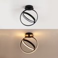 thumbnail image 5 of Nicole 14.25" 2-Light Modern Minimalist Aluminum Ring Integrated LED Semi Flush Mount, Black, 5 of 10