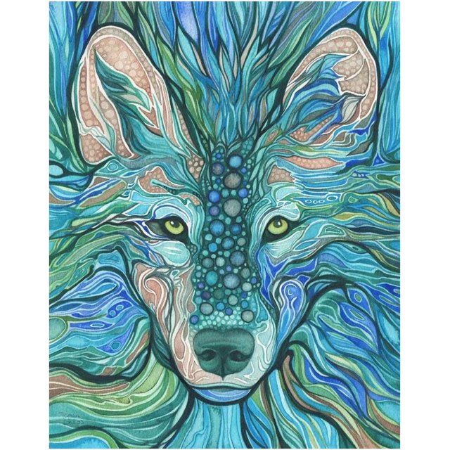 Pintura de diamante 5D – Kit de pintura de diamante para adultos y niños – Arte de diamantes de imitación de cristal redondo completo (lobo 13.8 x 17.7 pulgadas)