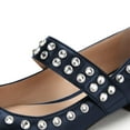 thumbnail image 3 of YDN Women Classic Square Closed Toe Mary Jane Rhinestone Studded Flats Strap Ballet Dance Dress Casual Shoes Size 5 Navy, 3 of 4