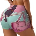 thumbnail image 1 of Balery Cats On Broomstick Pantalones cortos de entrenamiento estampados para mujer, sin costuras, ajustados, para gimnasio, yoga, correr, deportes, ejercicio activo, fitness.-Large, 1 of 8