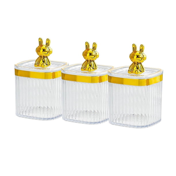 Caja de 3 palillos de dientes para baño, dispensador de hisopos para cepillos faciales, de algodón claro