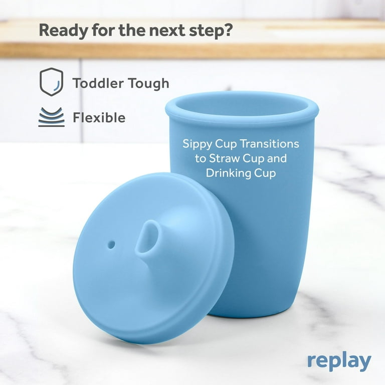 Re-Play Silicone Sippy Cups for Toddlers, 8 oz Kids Cups No Spill Cup Denim  