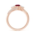 thumbnail image 2 of ANGARA Natural Ruby and Diamond Three Stone Bypass Ring in 14K Rose Gold for Women (Size-5mm) | July Birthstone, Birthday, Anniversary, Jewelry Gift for Women | Natural Ruby Ring, 2 of 8