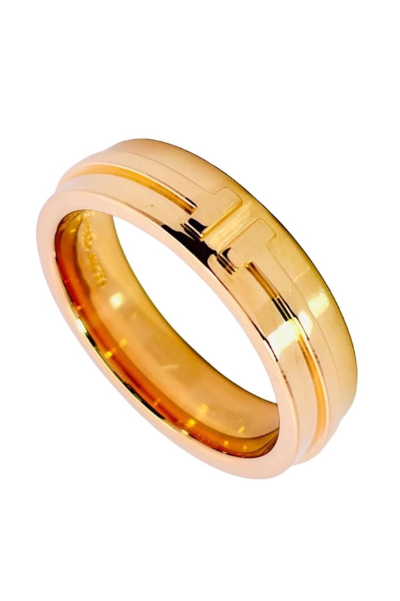 Pre-Owned Tiffany & Co. T Wide Ring, approximately 18K Yellow Gold (11.0g), for women.