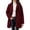 Wine, variant on purcolt Women's Sherpa Fuzzy Fleece Jackets Button Down Notched Lapel Mid Trench Coat Casual Warm Winter Cold Weather Pea Coat