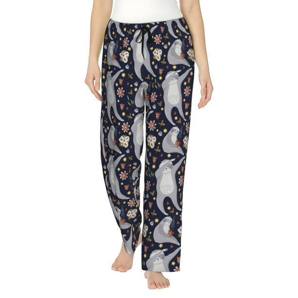 Fotbe Sloths Dancing Pantalones de Pijama para Mujer, Pantalones de Dormir, Pantalones Pj con Cordón y Bolsillos-Medium