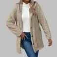 thumbnail image 5 of HTNBO Women Fleece Jacket Coat Button Up Sherpa Jacket with Hood Side Split Open Front Cardigan Coat Warm Winter Coats, 5 of 8