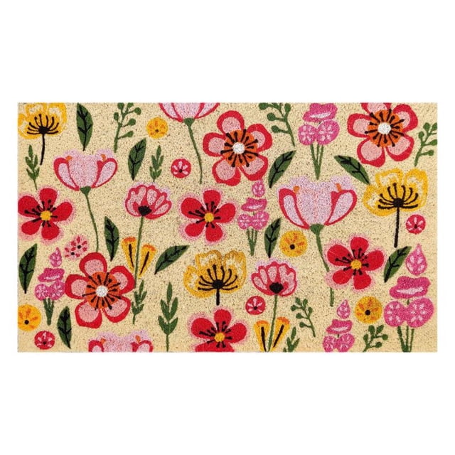 Felpudo First Concept, fibra de coco floral multicolor, 45 x 75 cm