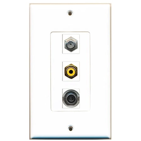 RiteAV - 1 Port RCA Yellow and 1 Port Coax Cable TV- F-Type and 1 Port 3.5mm Decorative Wall Plate Decorative price history on PriceWatchPro
