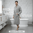 thumbnail image 3 of Lotus Linen Men’s Waffle Robe with Piping - Lightweight Cotton Spa Bathrobe, Gray 3XL, 3 of 6