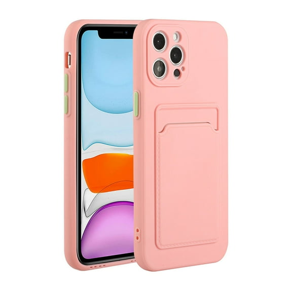 for iPhone 15 Pro Case with Credit Card Holder Slot TPU Soft Silicone Scratch-Resistant Slim Wallet Case Protective Cover for iPhone 15 Pro, Pink