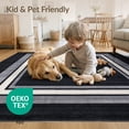 thumbnail image 4 of ODIKA 8'x10' Washable Area Rug Alfombras Minimalist Solid Subtle Striped Border Para Habitacion for King Size Bedroom Under Bed, Master Suite, Non-Shedding, Easy Care, 4 of 7