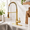 Brushed Gold-Kitchen Faucet, variant on Black Stainless Steel Single Handle Pull Down 3-Function Kitchen Faucet