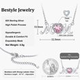 thumbnail image 6 of Bestyle Sterling Silver MOM Heart Necklace with Shiny Tourmaline and Created White Zircons, October Birthstone Jewelry Gift for Wife Mom Mother in Law, 6 of 9