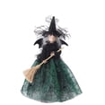 thumbnail image 1 of Decoración de Halloween muñeca bruja vestida con falda de gasa con adornos de decoración de escritorio para accesorios de fiesta verde, 1 of 5