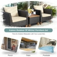 thumbnail image 5 of Kepooman Outdoor Bistro Set, Outdoor Conversation Sets,3 Pieces Patio Rattan Bistro Furniture Set with Wooden Table Top-Beige, 5 of 8