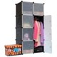 thumbnail image 3 of Closet Organizador Armario Multifuncional con 8 Moldulos Cubicos de Plástico Anti Polvo Desarmable Portátil Lumax Color Transparente con Negro, 3 of 5