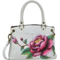 thumbnail image 1 of Anna by Anuschka Hand Painted Women’s Genuine Leather Small Satchel - Top Zip, Front pocket with Magnetic Button, Default Rope Handle and Detachable Adjustable Handle, 1 of 6