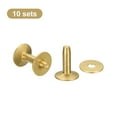 thumbnail image 3 of Uxcell 10 Set 10x3.3x14mm Solid Brass Rivets and Burrs Leather Fastener, Gold Tone, 3 of 5