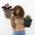 thumbnail image 2 of Bloem Fiskars Ariana 6.5" x 3.5" x 5.25" Round Chocolate Plastic Plant Pot with Self-Watering Grid, 2 of 8