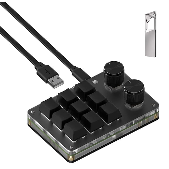 LinkIdea Mechanical Keyboard, 9-Key Programmable Multifunction Mechanical Gaming Keyboard, and Dual Custom Control Knobs Support Floating Windows for Windows, Vista, NKRO, Hotkeys and Macros.