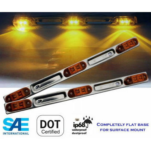 2 LED 16" Sealed Identification Amber Light Bar for Truck Trailers FAST SHIPPING EHD