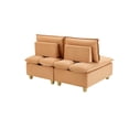 thumbnail image 7 of 58'' Modular Sectional Sofa with 5-Position Adjustable Backrest & Cup Holders, Space-Saving 2-Seat Convertible Couch for Small Living Rooms, Light Brown, 7 of 7