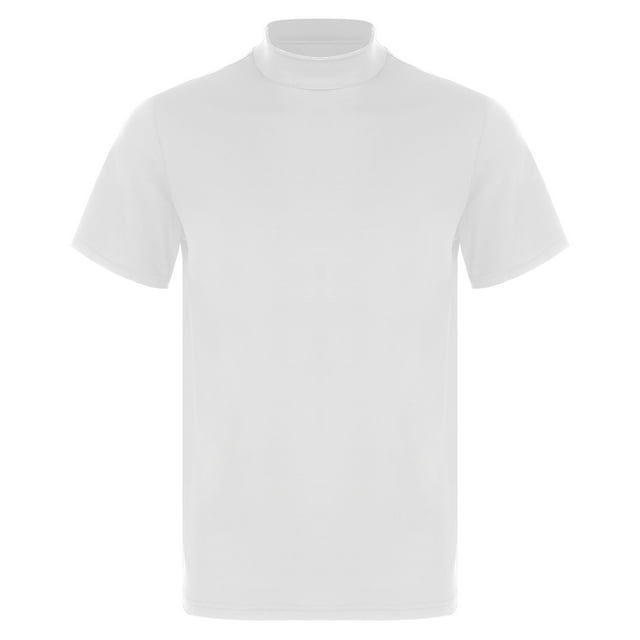 Loodgao T-shirt à Col Roulé Décontracté pour Homme à Manches Courtes, Couleur Unie, Coupe Ajustée, sous-Vêtement, Hauts, Blanc, A L