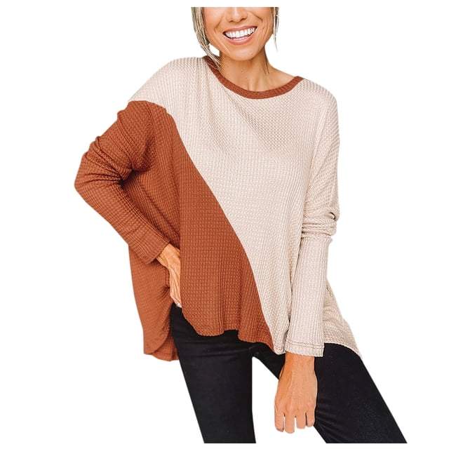 Blusa de manga larga con cuello en V informal y cómoda para mujer Pompotops FGAJ11331
