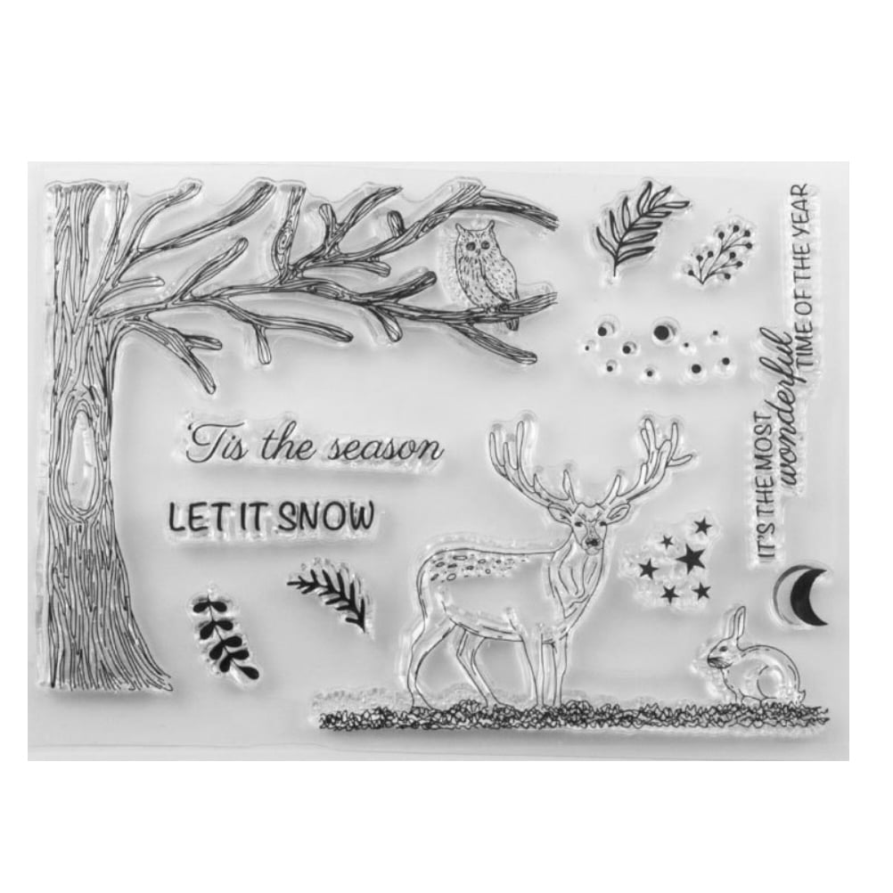 BSMEAN Christmas Clear Stamps Christmas DIY Silicone Clear Stamps Cute