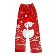thumbnail image 3 of Women's Casual Christmas Printed Plush Pants, Full Length Long Trousers for Winter Wear, Soft and Warm Fleece Material with Festive Design for Women,Hot Pink,S, 3 of 6