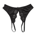 thumbnail image 1 of HUITKMM Seamless Cotton Underwear Women Womens Open File Thong Transparent Mesh Front and Rear Open File Lace Edge Low Waist Panties, 1 of 3