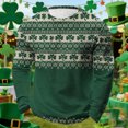 thumbnail image 1 of Ceisia Men's St. Patrick's Day Clover Print Waffle Knit Long Sleeve Crew Neck Casual Top Army Green XXL Gifts, 1 of 9