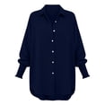 thumbnail image 5 of MYAOYINo Boundaries Womens Button Down Shirt Smocked Cuffs Long Sleeve Casual Blouse with Pocket, 5 of 8