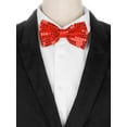thumbnail image 4 of INSPIRE CHIC Men's Sequin Bow Ties Adjustable Neck Length Solid Color Bow Ties Red, 4 of 4