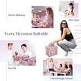thumbnail image 7 of 4 Trays Makeup Train Case Cosmetic Storage with Dividers Lockable Jewelry Makeup Box Organizer Pink, 7 of 7