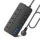 thumbnail image 1 of Toma de corriente Regleta de alimentación con protector contra sobretensiones 12 en 1, cable de extensión, regleta de enchufe plano con cable largo, 8 salidas y 3 puertos USB y 1 USB-C, regleta d, 1 of 7