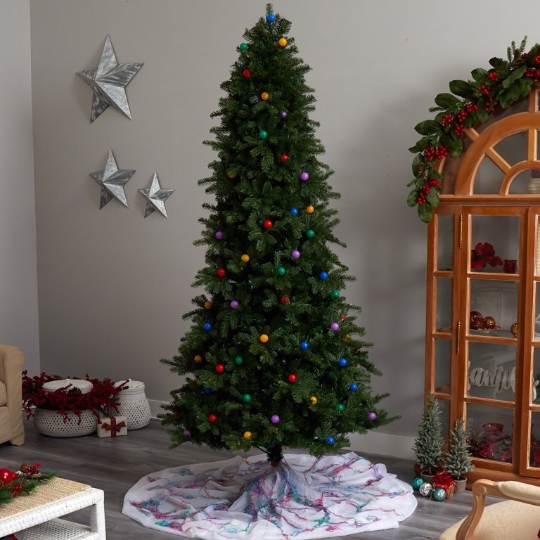 Nearly Natural Prelit LED Green Decorated Fir Christmas Tree, with