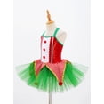thumbnail image 5 of YiZYiF Girls Santa Elf Christmas Costume Camisole Mesh Tutu Dress for Figure Ice Skating Dance Party Red-A 14, 5 of 7