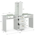 thumbnail image 5 of Double Manicure Table, Nail Desk for Nail Tech w/Glass Top & Wrist Rest, Nail Beauty Workstation w/3 Storage Drawers & 8-Tiers Open Shelves(White), 5 of 7