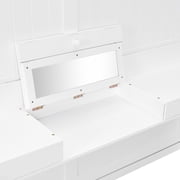 Harper & Bright Designs Queen Size Wall Murphy Bed with Storage, Foldable Cabinet Bed with Vanity Desk, Center Mirror & 2 Side Drawers for Guest Room Office, White