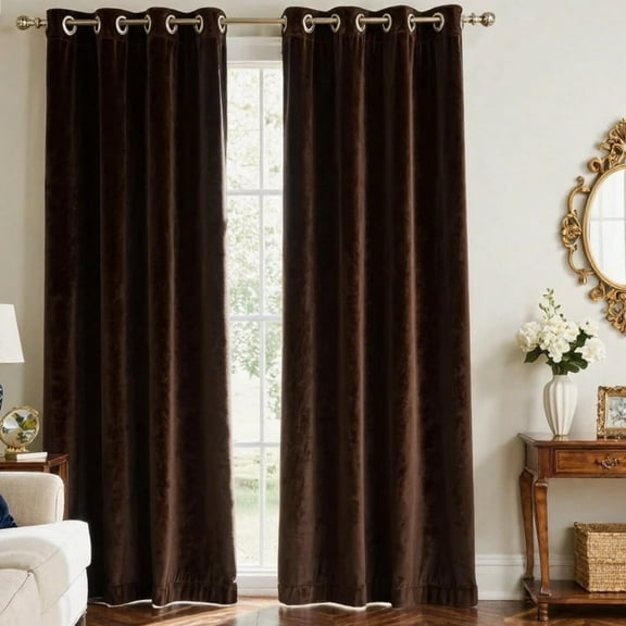 SMILETIME Velvet Curtains with Grommet, Thermal Insulated Super Soft Privacy Noise Reducing Light-Filtering Velvet Curtains for Living Room Bedroom, 2 Panels