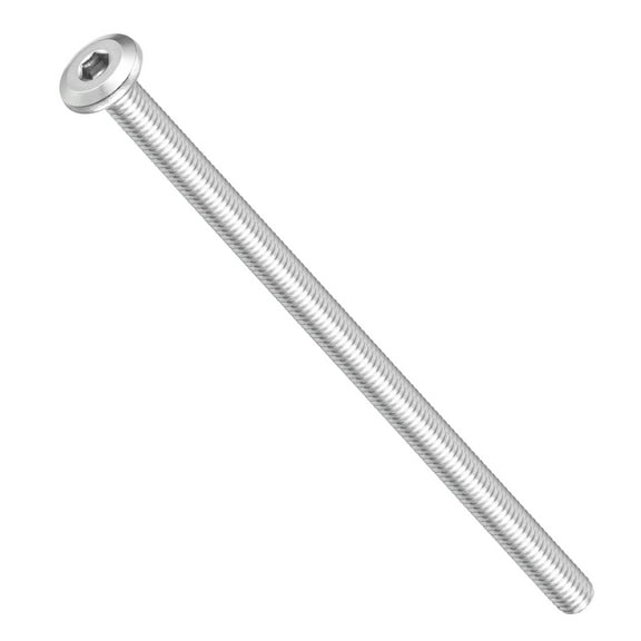 Flat Head Hex Socket Cap Screws Bolts(M6-1x115) 10Pcs, 304 Stainless Steel Hex Socket Furniture Bolts Countersunk Screws - for Furniture Woodworking Project, Silver Tone
