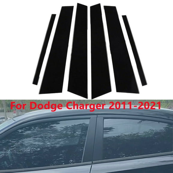 6PCS Window Door Pillar Post Trims Decorative Stickers For Dodge Charger 2011-21