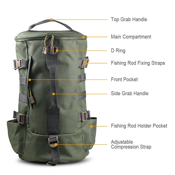 walmeck Multi-functional Large Capacity Fishing Backpack Outdoor
