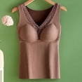 thumbnail image 3 of Umfun Women Thermal Tank Tops Casual Trendy Lace V Neck Fleece Camisole Sleeveless Underwear Solid Warm Base Layer Underwear Top Khaki 3XL, 3 of 3